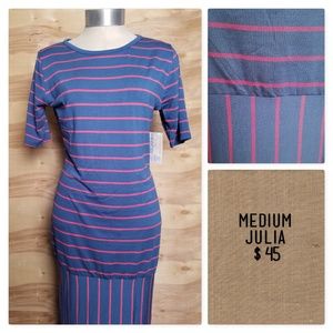 NWT LuLaRoe blue/pink Julia Dress! SO CUTE!